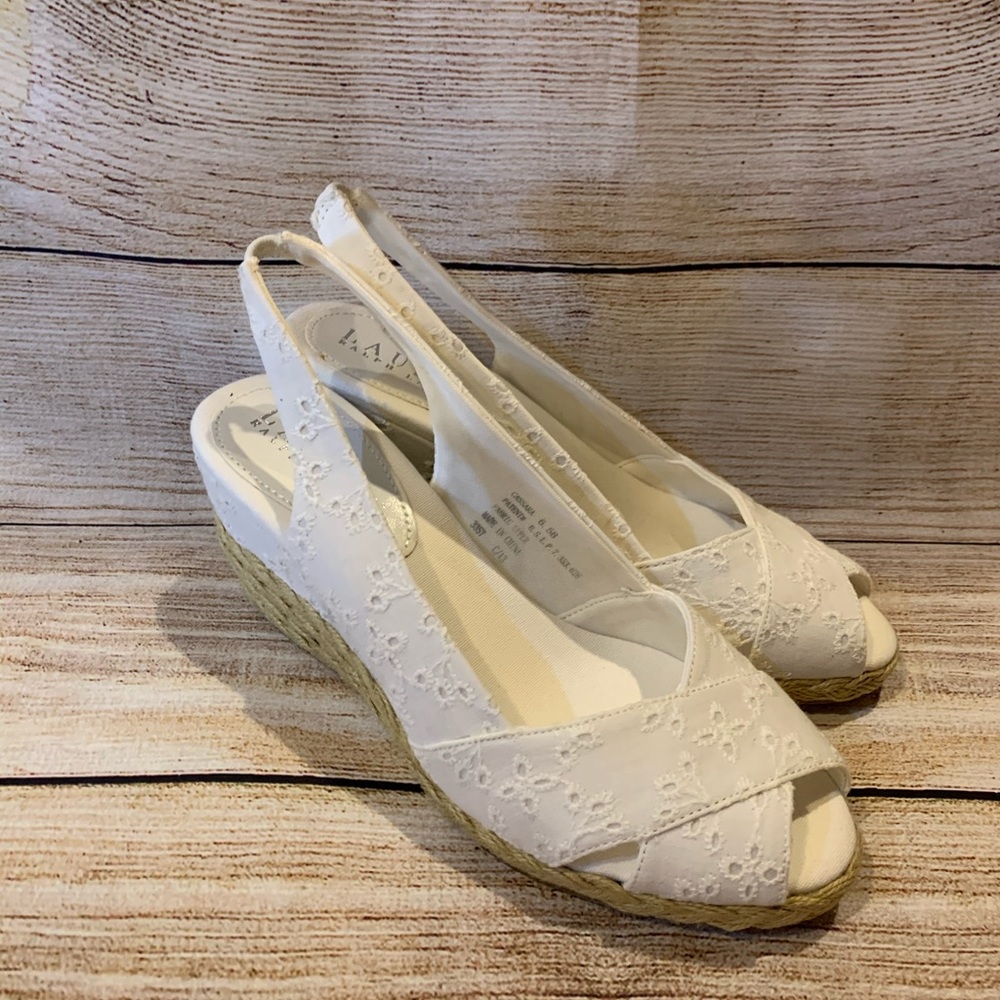Lauren Ralph Lauren White Wedge Sandals